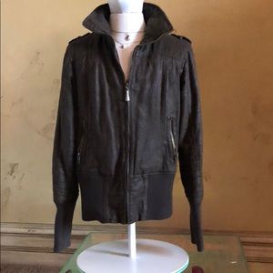 Faux suede aviator jacket